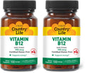 Country Life Vitamin B12 with Folate 500mcg – 100 Lozenges | Gluten Free, Vegan, Halal (Pack of 2)