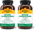 Country Life Betaine HCl with Pepsin 600 mg - 250 Tablets (Pack of 2)