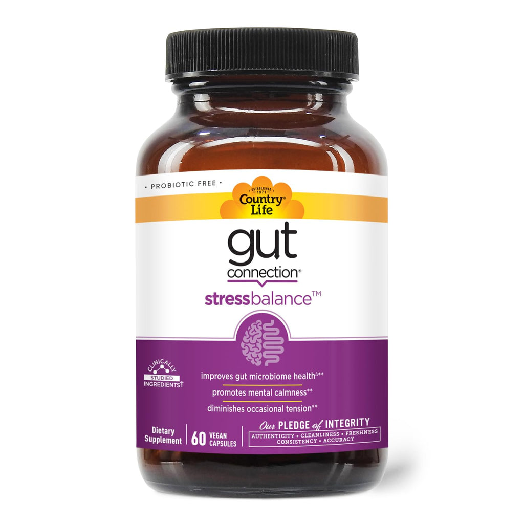 Country Life Gut Connection Stress Balance 60 Vegan Capsules | Gluten Free & Vegan