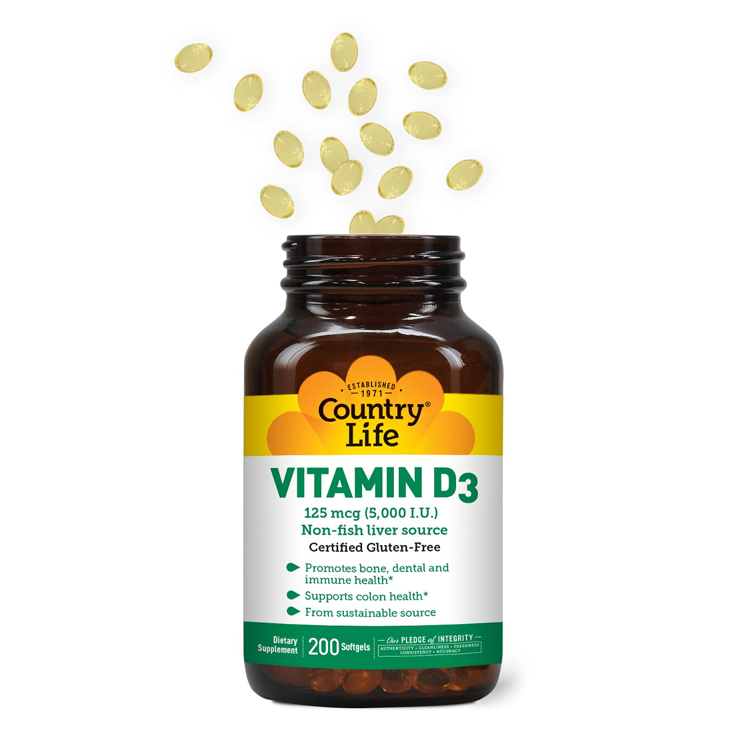 Country Life Vitamin D3 5000 IU – Immune & Bone Health, Calcium Absorption | Lanolin Source