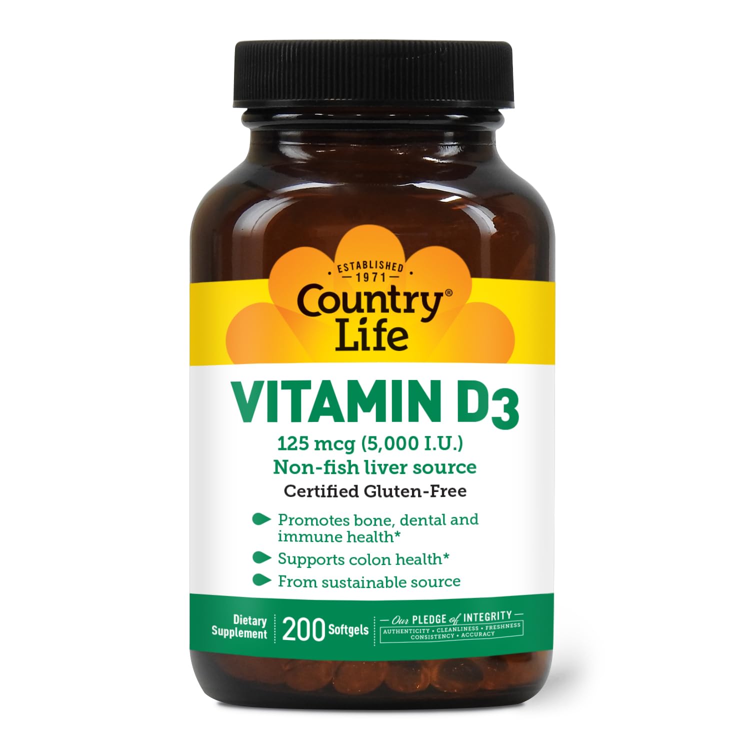 Country Life Vitamin D3 5000 IU – Immune & Bone Health, Calcium Absorption | Lanolin Source
