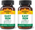Country Life Easy Iron 25mg Capsules – Ferrochel Non-Constipating Vegan Iron Supplement (Pack of 2)