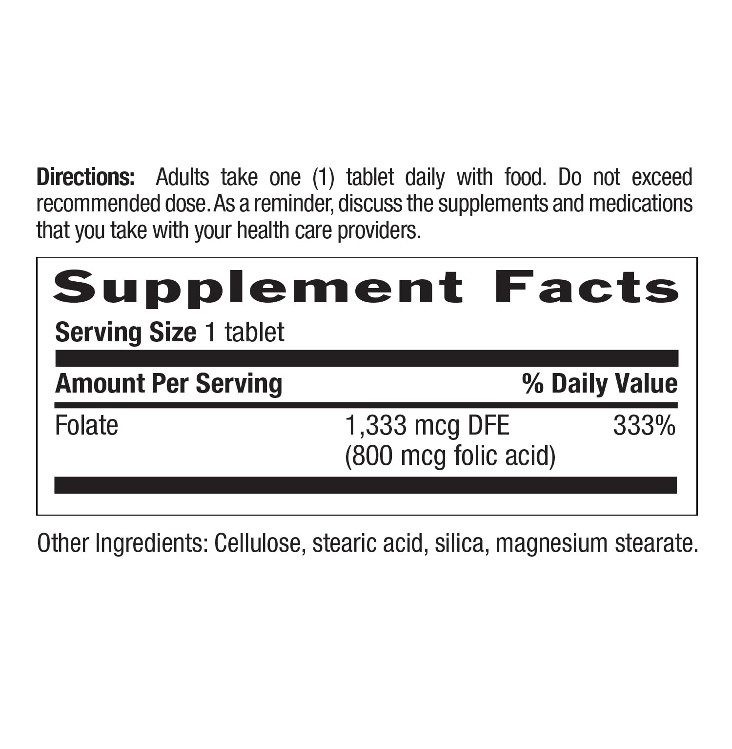 Country Life Folate 800 mcg Folic Acid – Prenatal Support, 100 Tabs, Gluten-Free