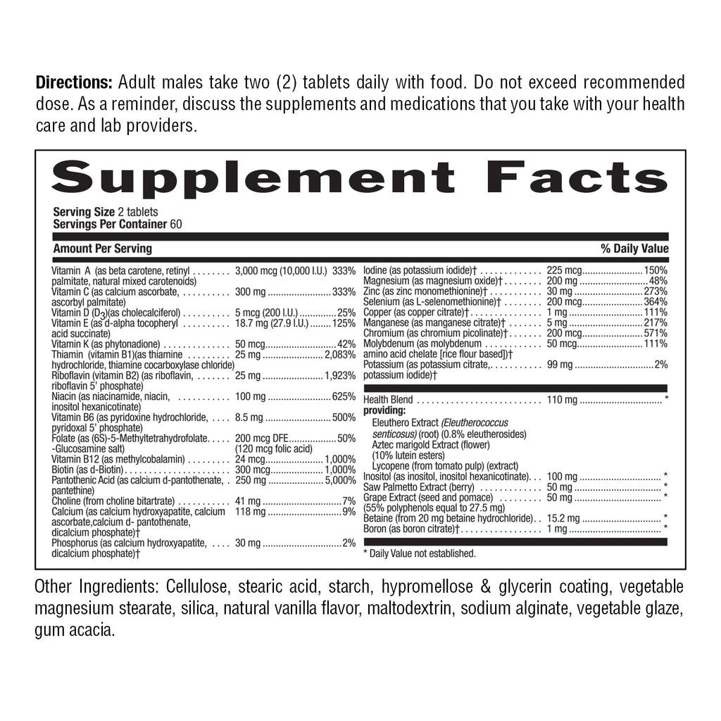 Country Life Max for Men Multivitamin – Iron-Free, Gluten-Free, Saw Palmetto & Lycopene | 120 Vegetarian Tablets