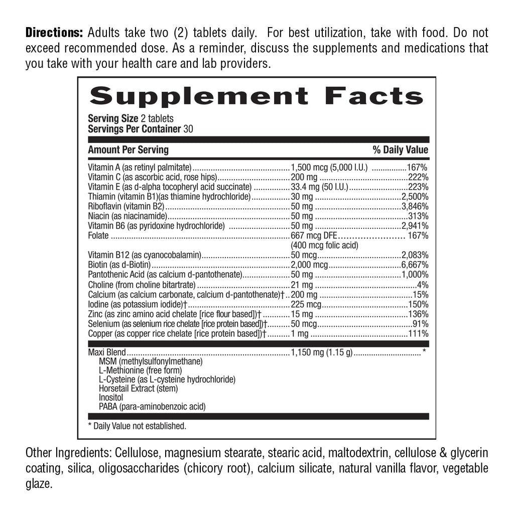Country Life Maxi-Hair Supplement – 2000mcg Biotin, Hair, Skin & Nails – Gluten-Free & Vegetarian – Pack of 2