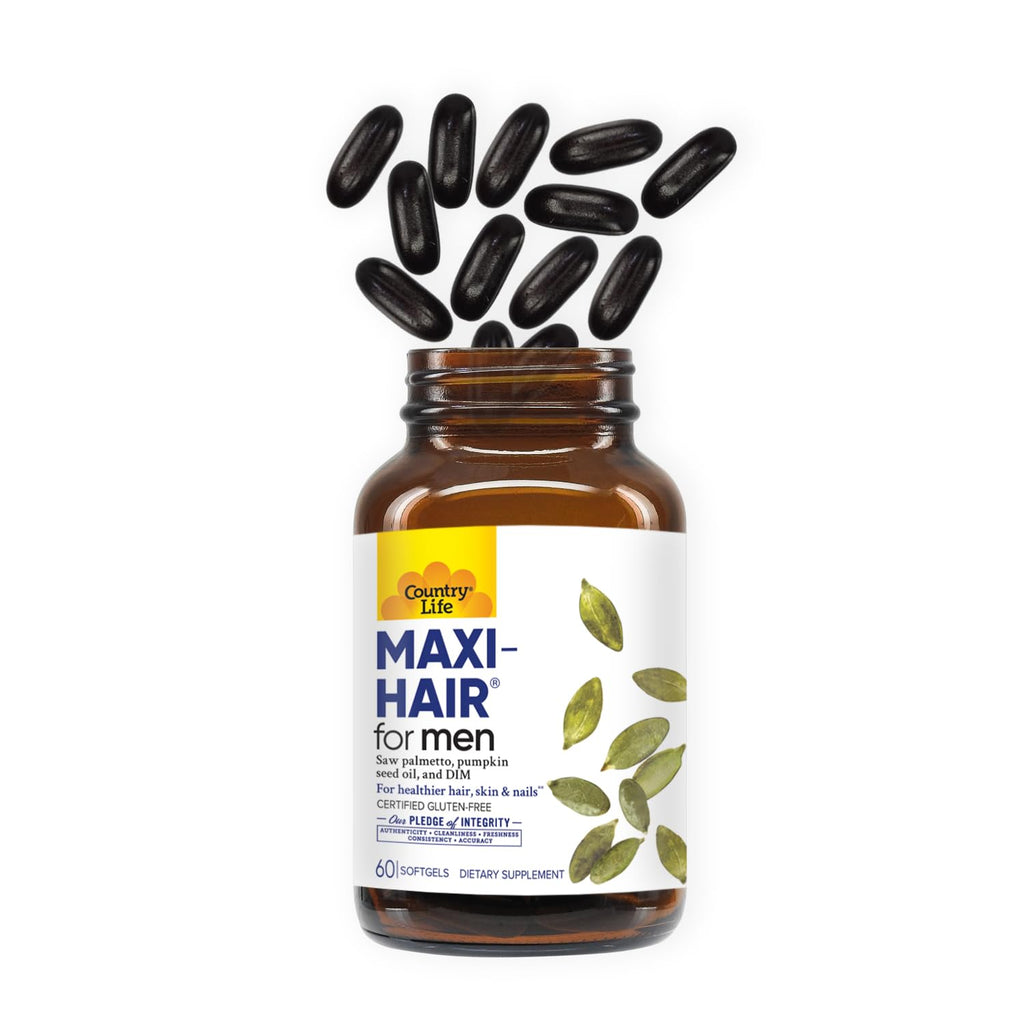 Country Life Maxi-Hair for Men – Biotin 2000mcg & Mineral Hair Support (60 Vegan Capsules)
