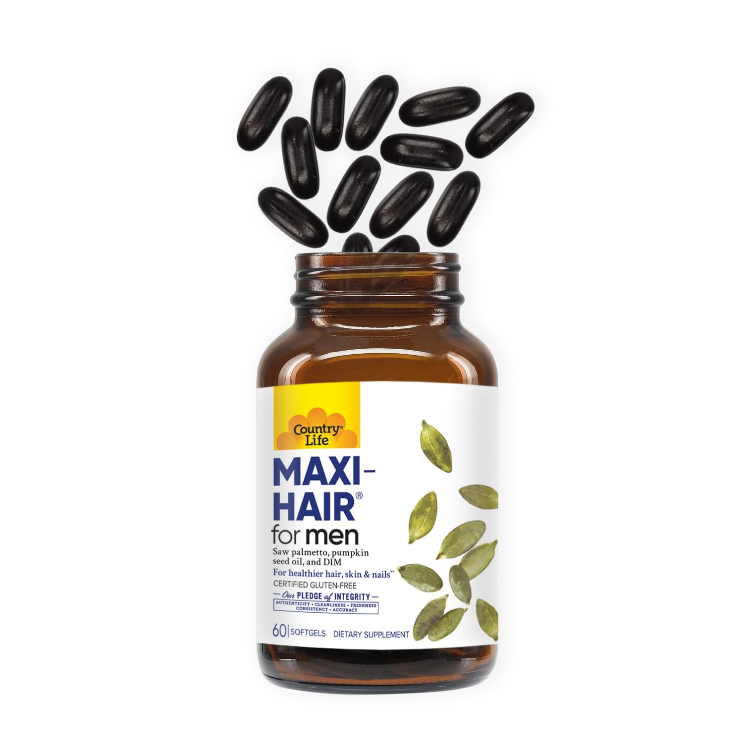 Country Life Maxi-Hair for Men – Biotin 2000mcg & Mineral Hair Support (60 Vegan Capsules)