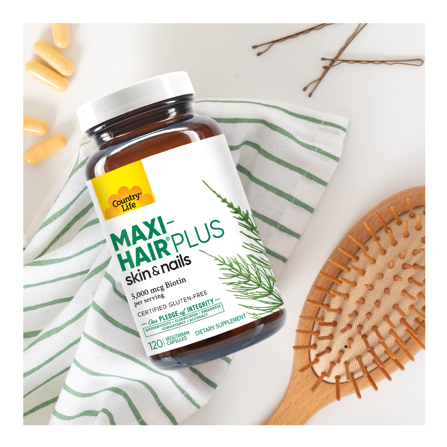 Country Life Maxi-Hair Plus Biotin — Supports Healthy Hair, Skin & Nails (120 ct)