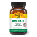 Country Life Omega-3 Fish Oil Supplement – 10000mg, 180mg EPA / 120mg DHA, Burpless, 50 Softgels, Gluten Free