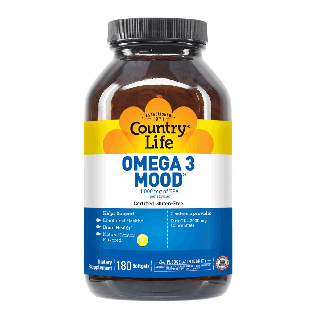 Country Life Omega-3 Fish Oil Supplement | High Concentration EPA & DHA, 2000mg, Lemon Flavor