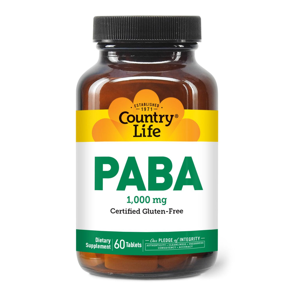 Country Life PABA 1000mg, 60 Count | Time-Release PABA Dietary Supplement