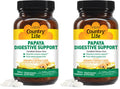 Country Life Papaya Enzymes Chewables – Digestive Support (200 Ct, Pack of 2)