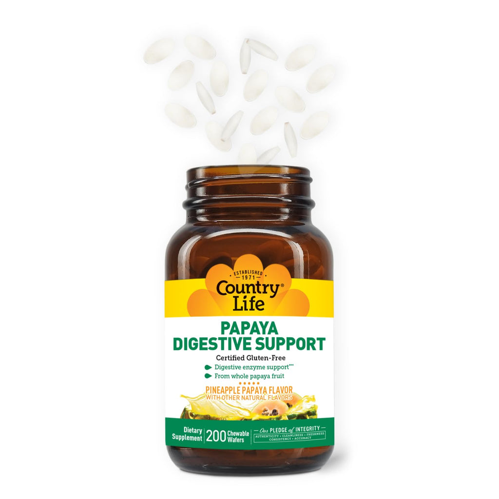 Country Life Papaya Enzymes Chewables – Digestive Support (200 Ct, Pack of 2)