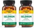 Country Life Selenium 100 mcg - Yeast Free, Gluten Free, Vegan, Halal (Pack of 2)