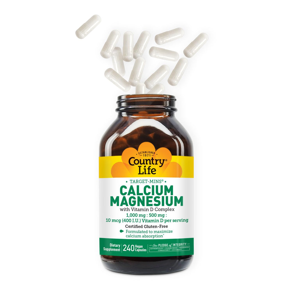 Country Life Target-Mins Calcium Magnesium with Vitamin D – 240 Vegan Capsules