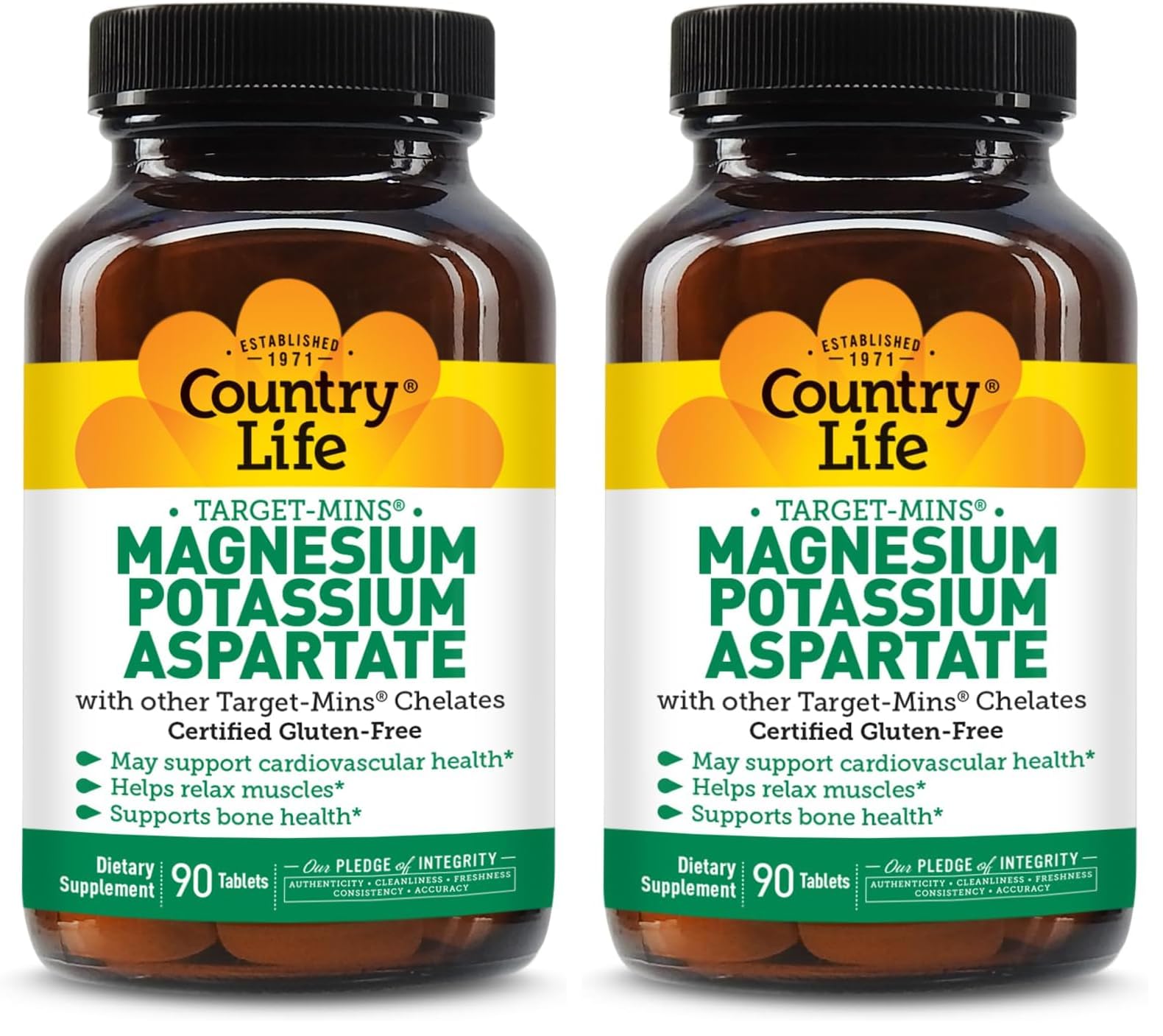 Country Life Target-Mins Magnesium Potassium Aspartate 600mg/198mg – 90 Tablets – Gluten Free & Vegan (Pack of 2)