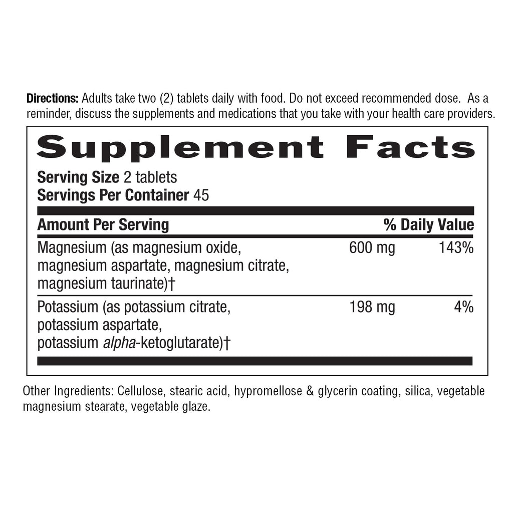 Country Life Target-Mins Magnesium Potassium Aspartate 600mg/198mg – 90 Tablets – Gluten Free & Vegan (Pack of 2)