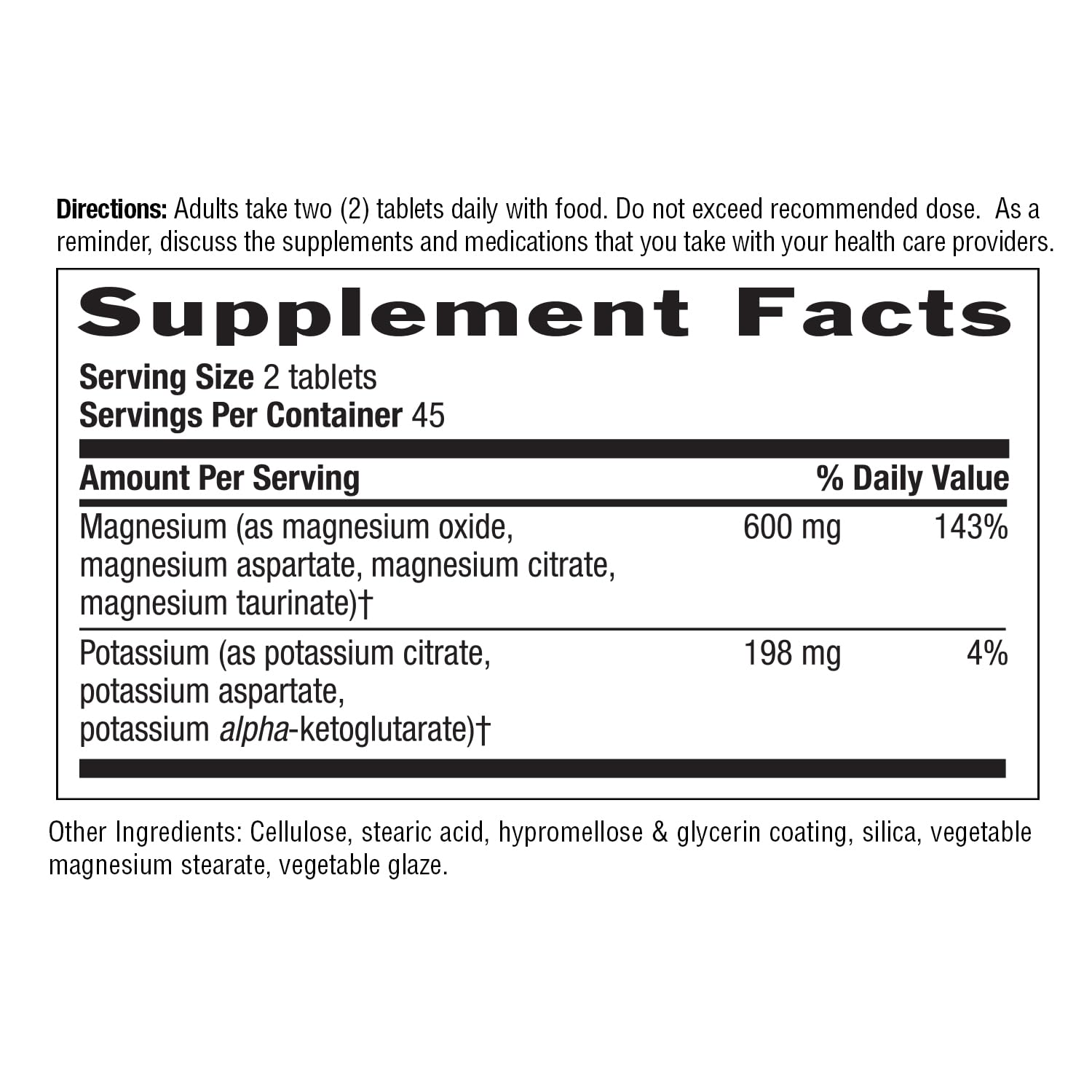 Country Life Target-Mins Magnesium Potassium Aspartate 600mg/198mg – 90 Tablets – Gluten Free & Vegan (Pack of 2)