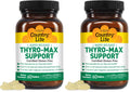 Country Life Thyro-Max Support - Kelp-Derived Iodine & L-Tyrosine Thyroid Supplement for Men and Women - B Vitamins, Gluten-Free, Vegan, Kosher - 60 Capsules (Pack of 2)
