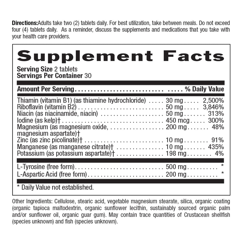 Country Life Thyro-Max Support - Kelp-Derived Iodine & L-Tyrosine Thyroid Supplement for Men and Women - B Vitamins, Gluten-Free, Vegan, Kosher - 60 Capsules (Pack of 2)