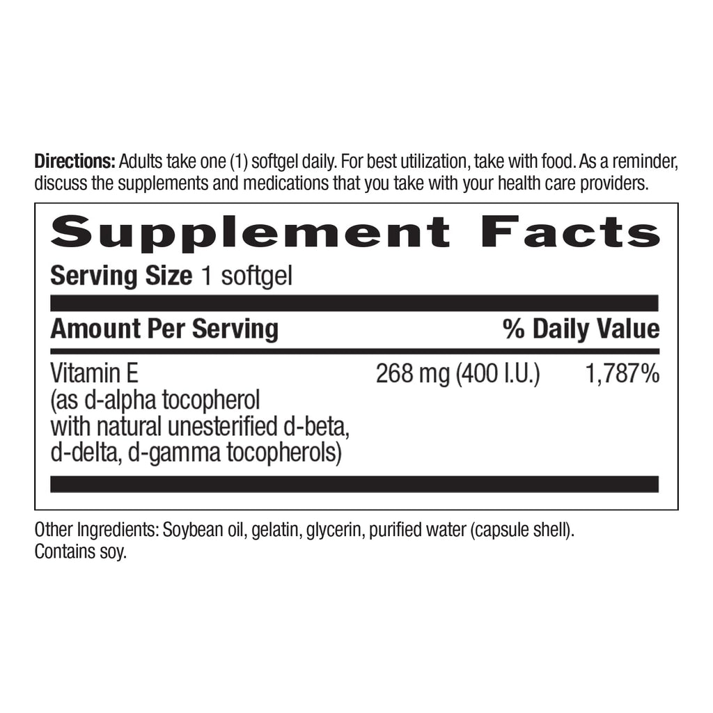 Country Life Vitamin E-Complex 400 IU – Mixed Tocopherols, Gluten-Free | 90 Softgels
