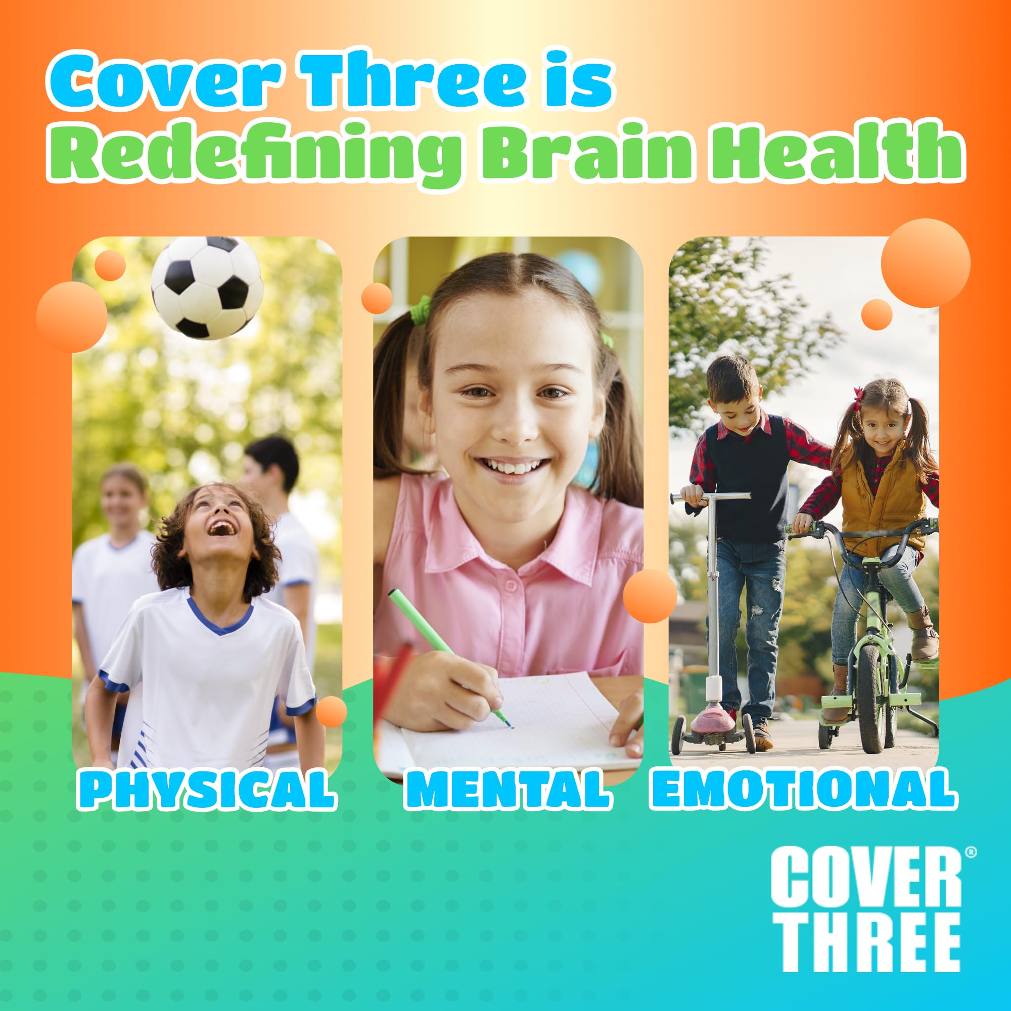 Cover Three Kids Brain & Focus Supplements | Omega-3 DHA for Children (20 Pouches)
