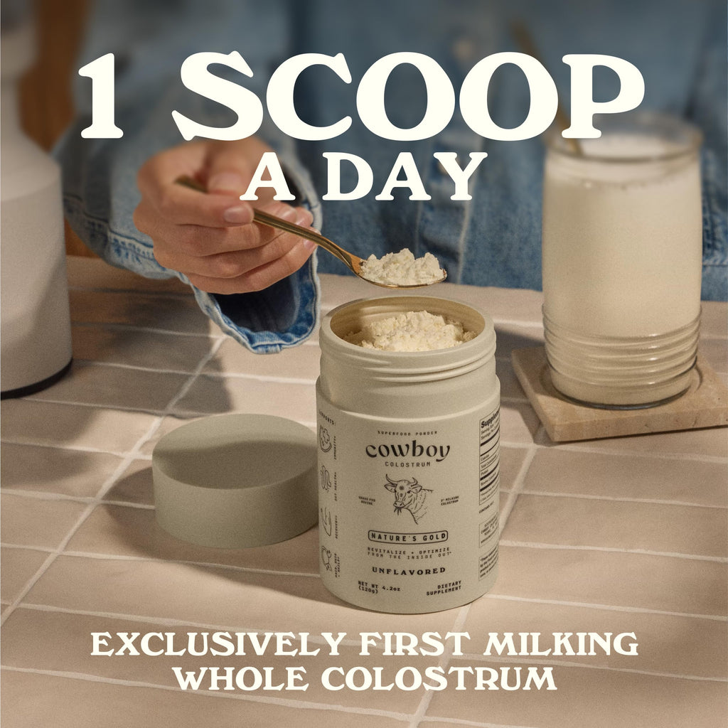 Cowboy Colostrum Powder – First Day Milking, Grass-Fed Bovine Colostrum, Unflavored, 40 Servings