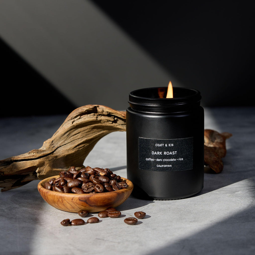 Craft & Kin Premium Dark Roast Coffee Candle – 7.6oz Soy, 45-Hour Burn