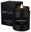 Craft & Kin Lavender Woods Candle | Men’s Black Christmas Soy Candle 7.6oz | 45h Burn
