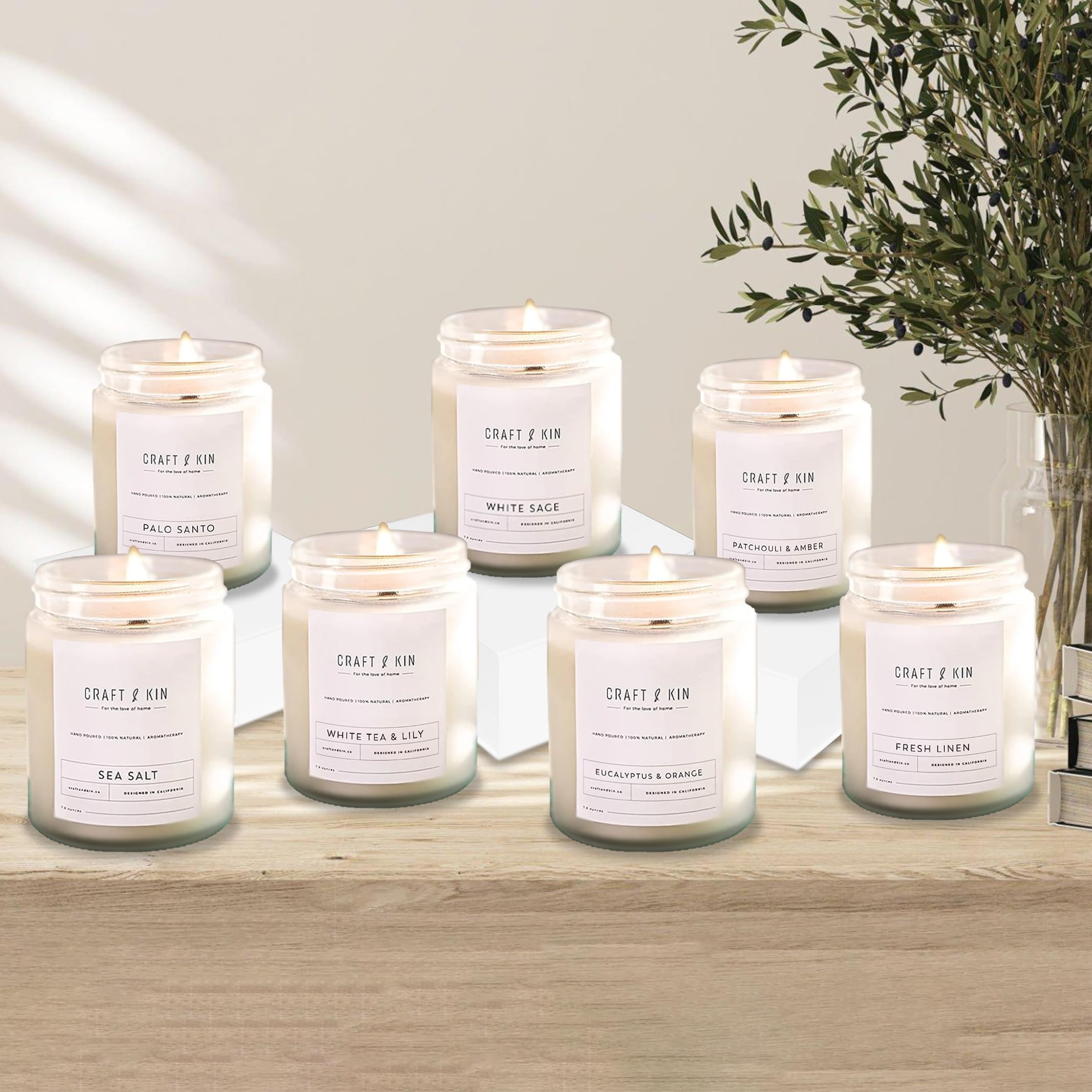 Craft & Kin Palo Santo Candle – 8oz, 45h, Natural Soy