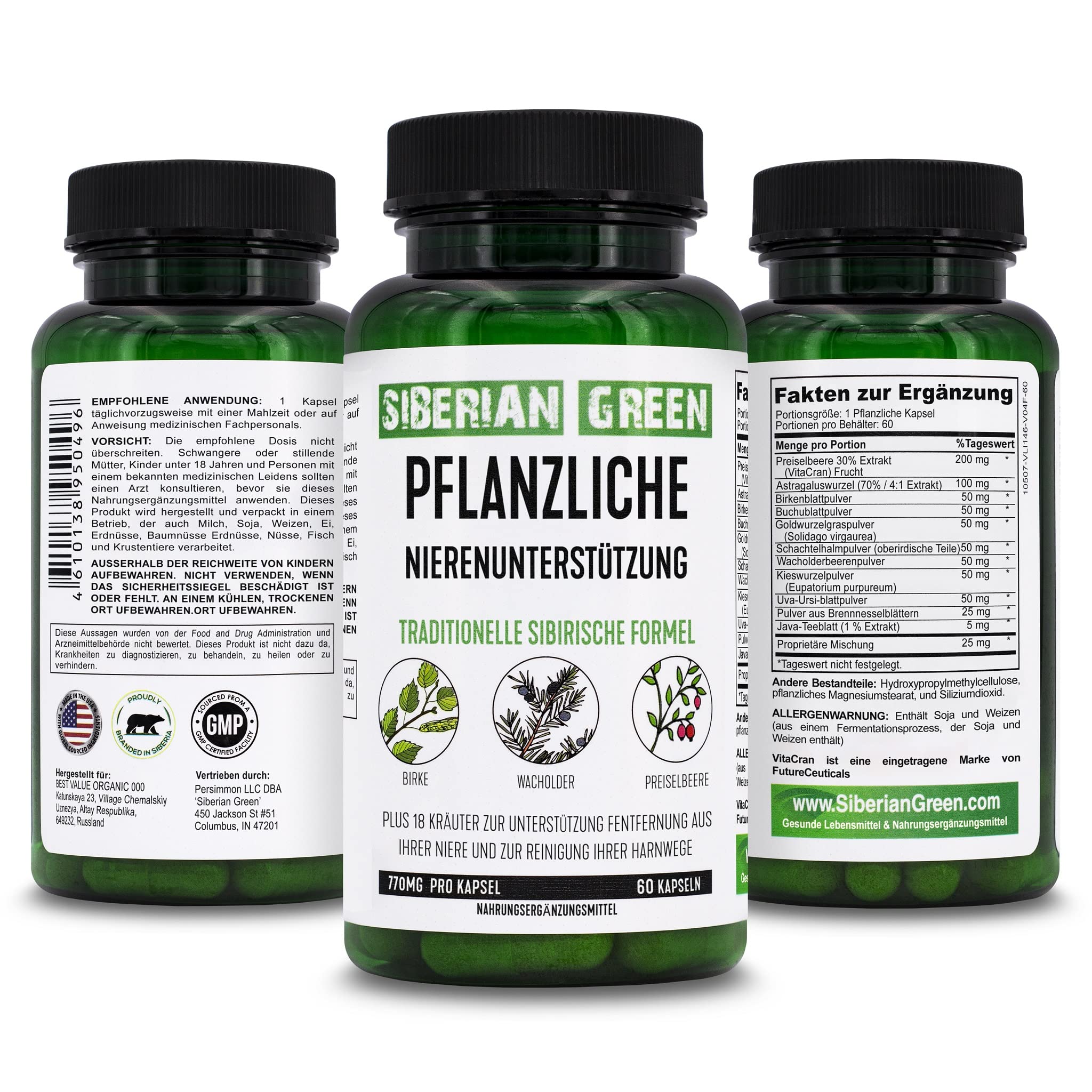 Siberian Green Kidney Detox 60 Capsules – Cranberry, Birch & Juniper Traditional Siberian Formula