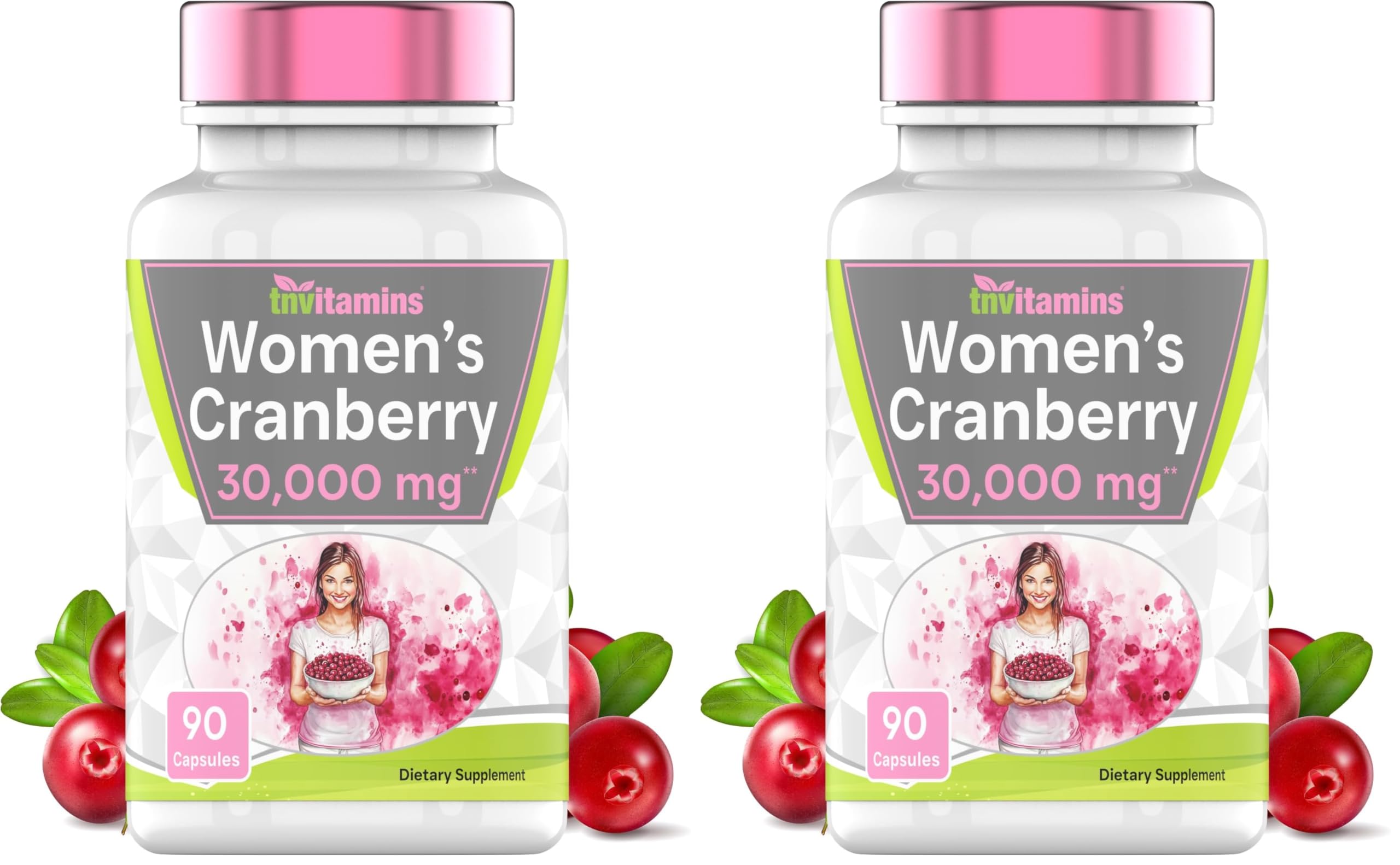 Cranberry Pills for Women - 30,000 mg, 90 Caps | Pack of 2 | UTI Support | Made in USA