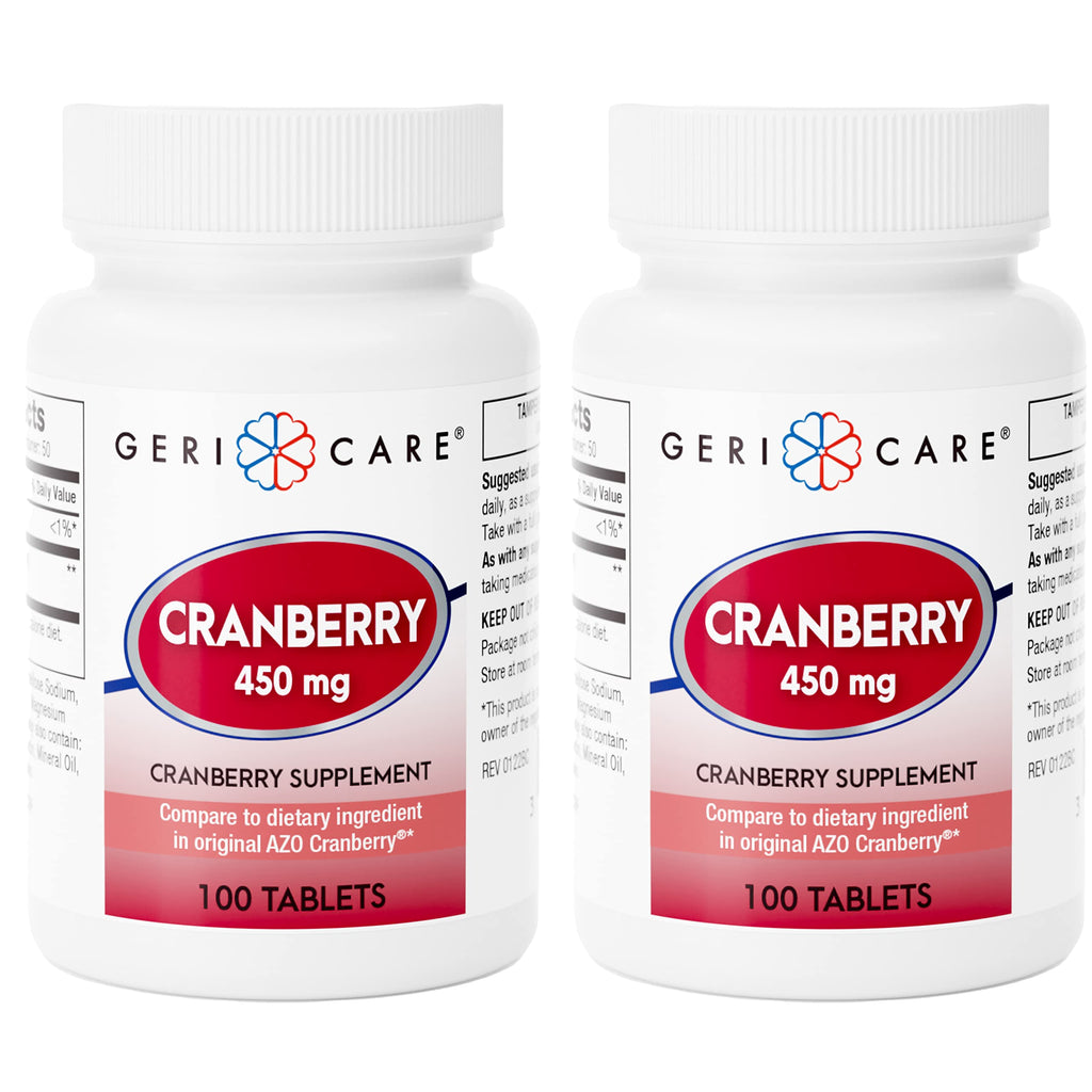 High-Potency Cranberry Supplement - 450mg Pure Cranberry Tablets for Urinary Tract Health - 2-Pack (200 Count) - Non-GMO, Gluten & Dairy Free