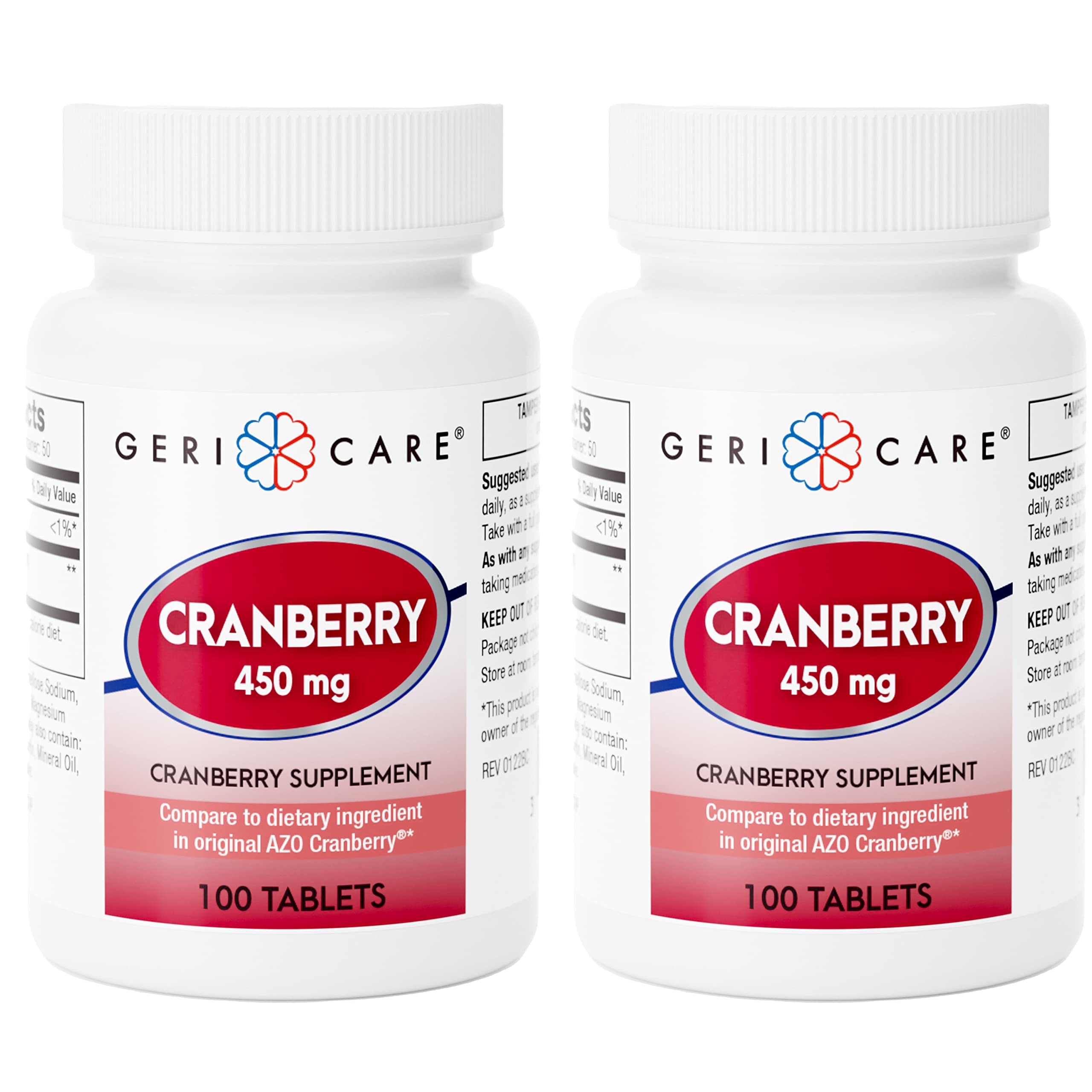 High-Potency Cranberry Supplement - 450mg Pure Cranberry Tablets for Urinary Tract Health - 2-Pack (200 Count) - Non-GMO, Gluten & Dairy Free