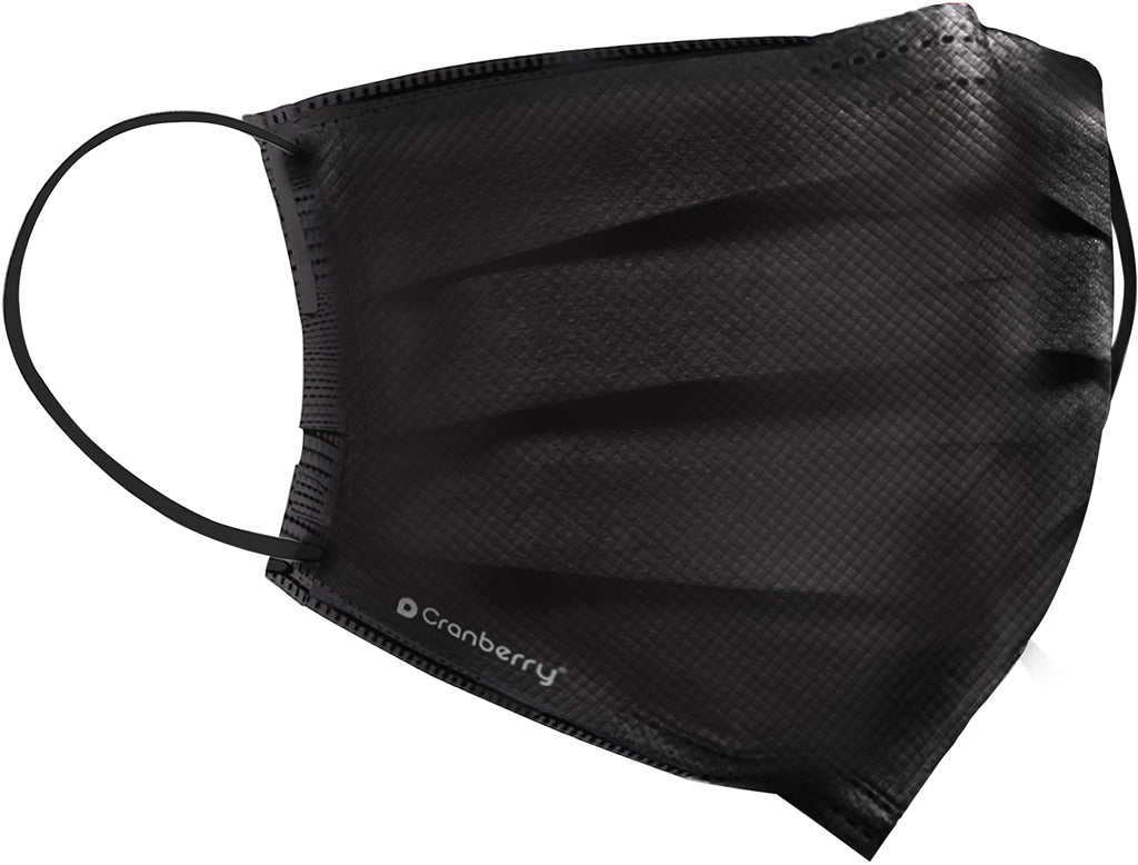 Cranberry USA C2900K Cranberry Carbon Earloop Face Masks, Black – Pack of 50 | ASTM Level 3