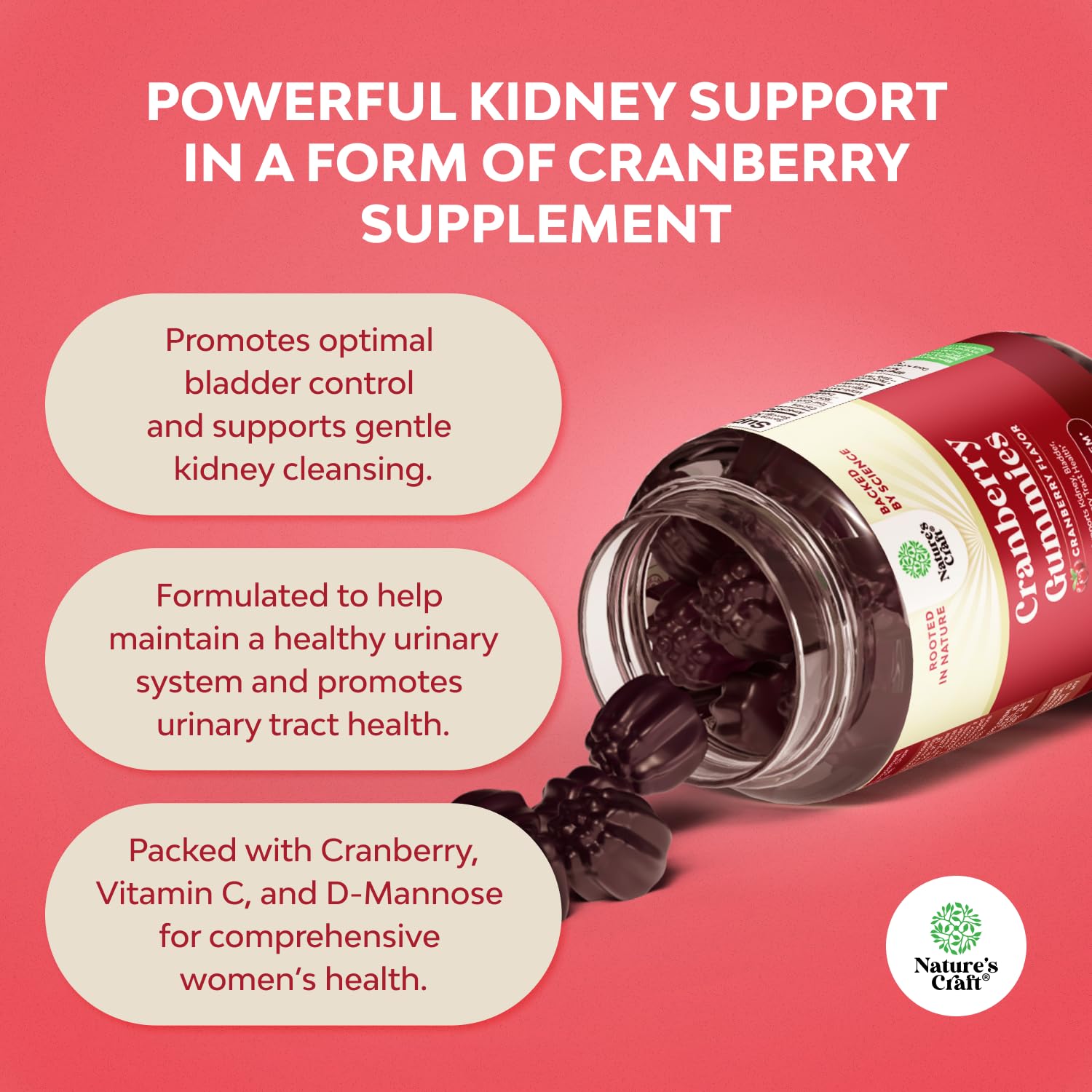 Natural Cranberry Gummies - Extra Strength for Urinary Tract & Kidney Health