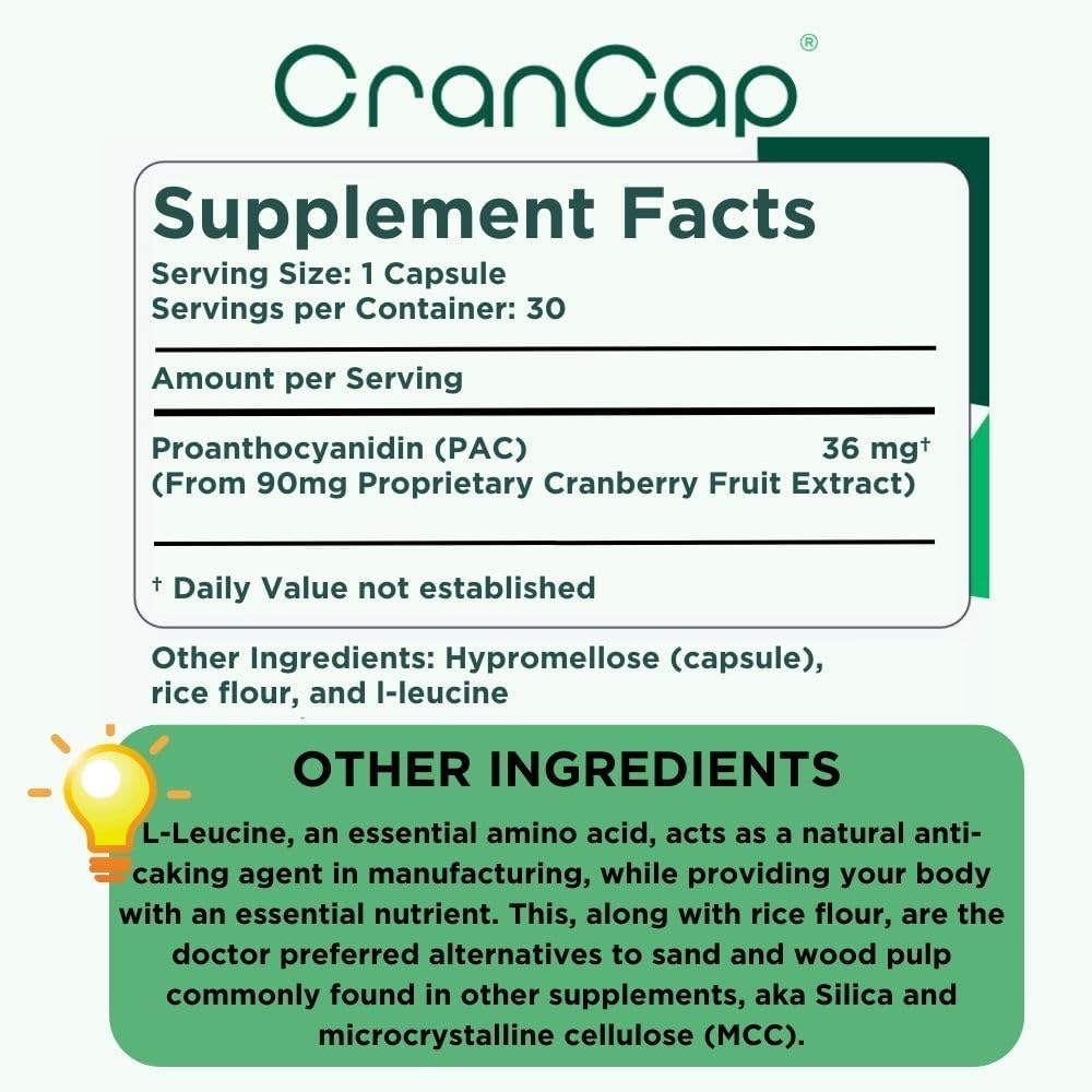 CranCap Cranberry Pills — Urinary Tract Support, 36 mg PACs, 180 Capsules | Heale