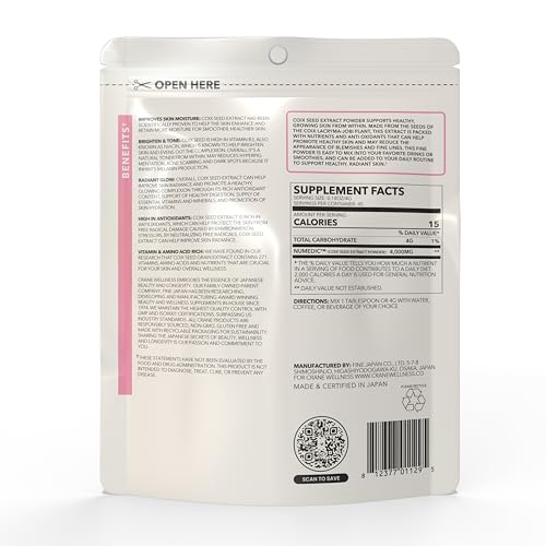 CRANE WELLNESS Coix Seed Extract Powder – 100% Pure Non-GMO, Made in Japan