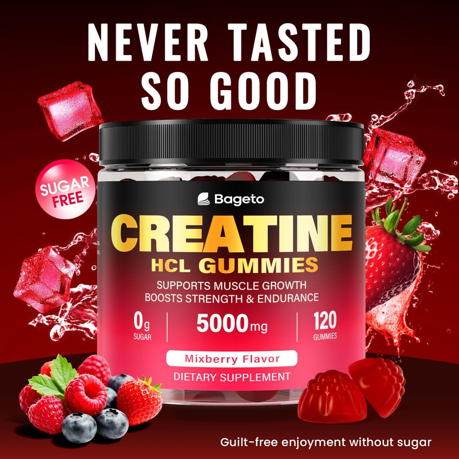 Creatine HCL Gummies for Men & Women – Sugar-Free, 120 Gummies