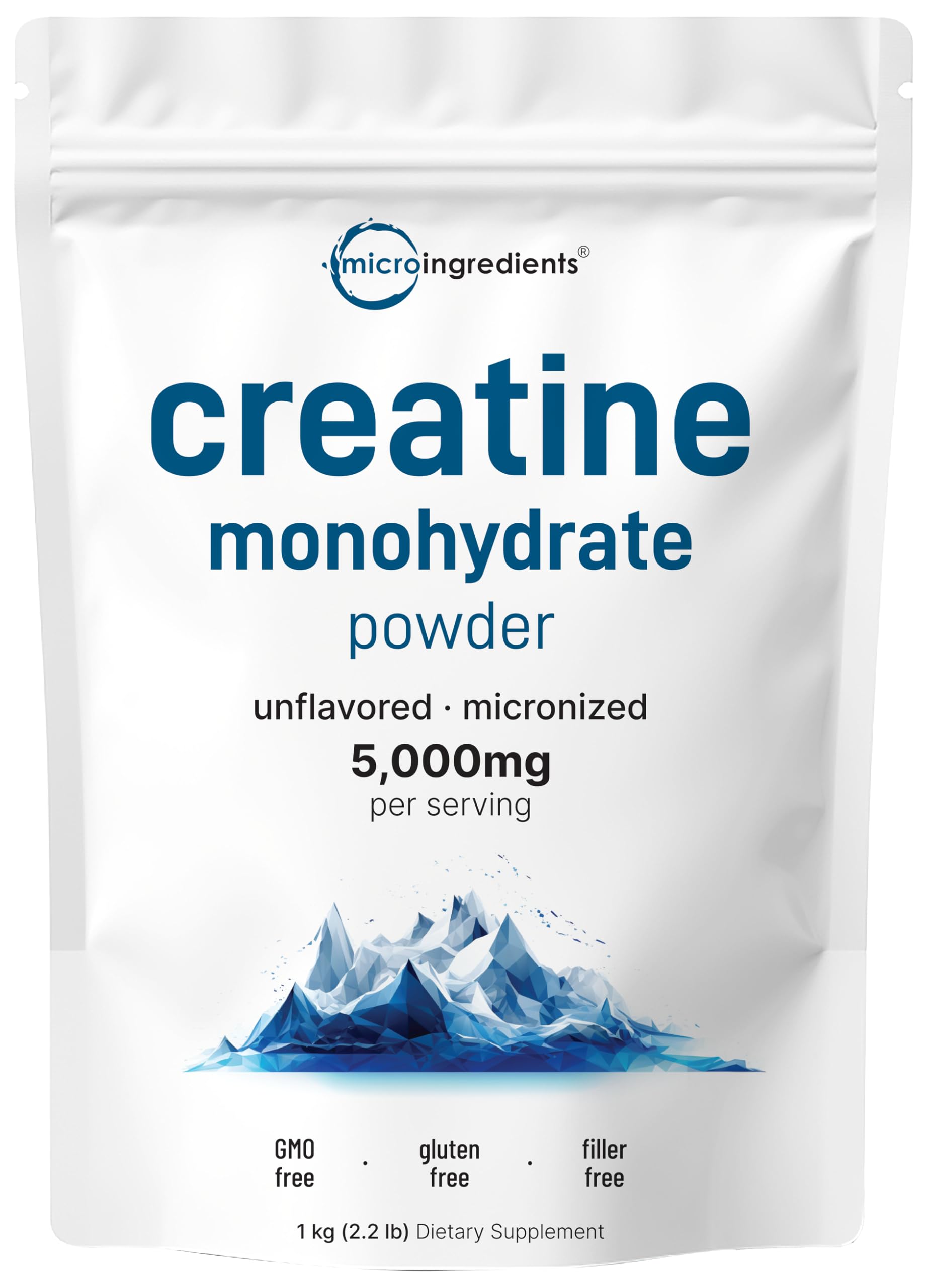 Instant Creatine Monohydrate Powder 1 kg – 5000 mg/serving, Unflavored, Pure