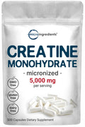 Creatine Monohydrate 5,000mg | 500 Caps - Micronized, Unflavored, Keto