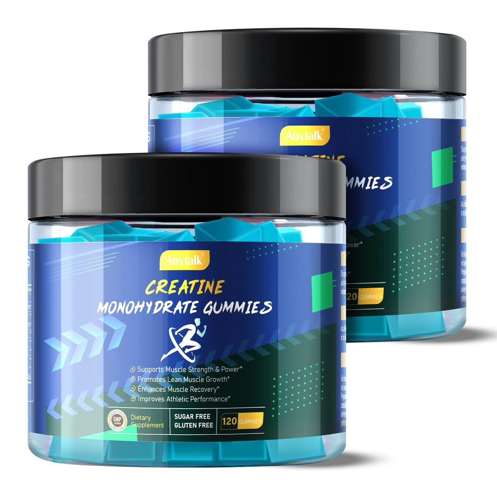 Creatine Monohydrate Gummies – Muscle Strength, Energy & Pre-Workout (120 Count Pack of 2)