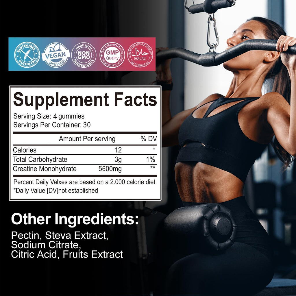 2 Pack Creatine Monohydrate Gummies – 5000mg per Serving | Sugar Free