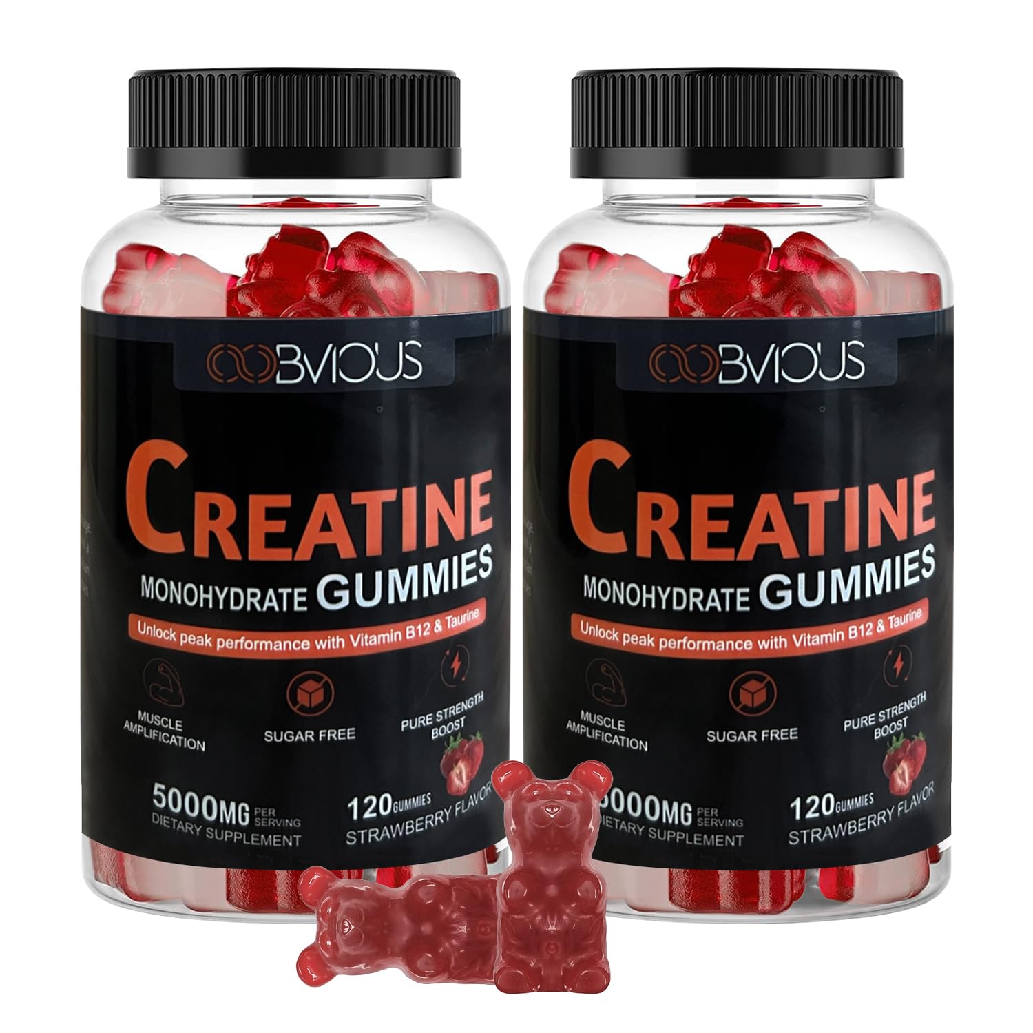 Creatine Monohydrate Gummies 240 (2 Pack) – Sugar-Free Pre-Workout for Men & Women