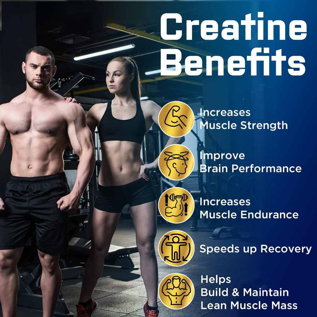 Creatine Monohydrate Gummies with Taurine, Vitamin B6 & B12 – Pre-Workout, Vegan, 60 Count