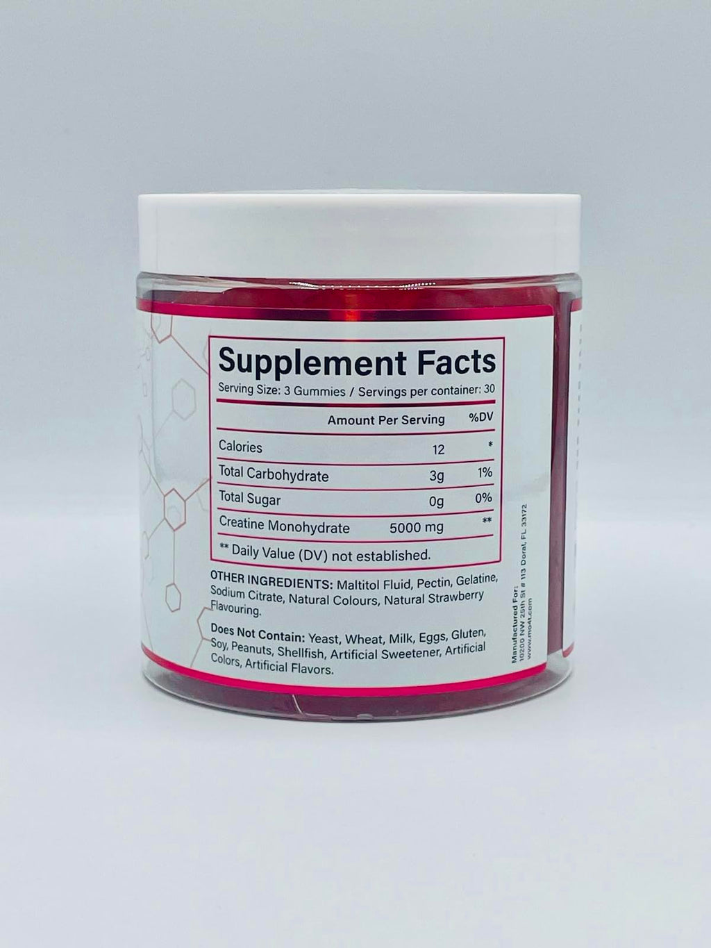 Creatine Monohydrate Gummies 5000 mg – Sugar Free, Strawberry Flavor