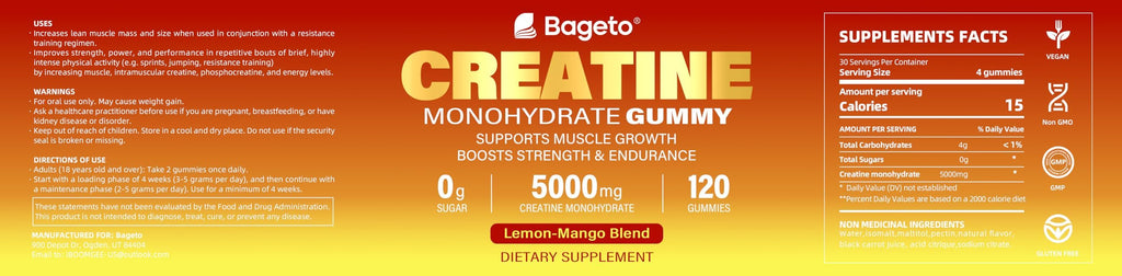 Creatine Monohydrate Gummies 5000mg – 120 Count for Muscle Growth & Recovery
