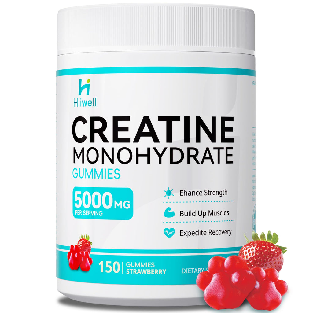 Creatine Monohydrate Gummies 5g – 150 Gummies (30 Servings) | Vegan, L-Carnitine, B6 & B12, Pre-Workout