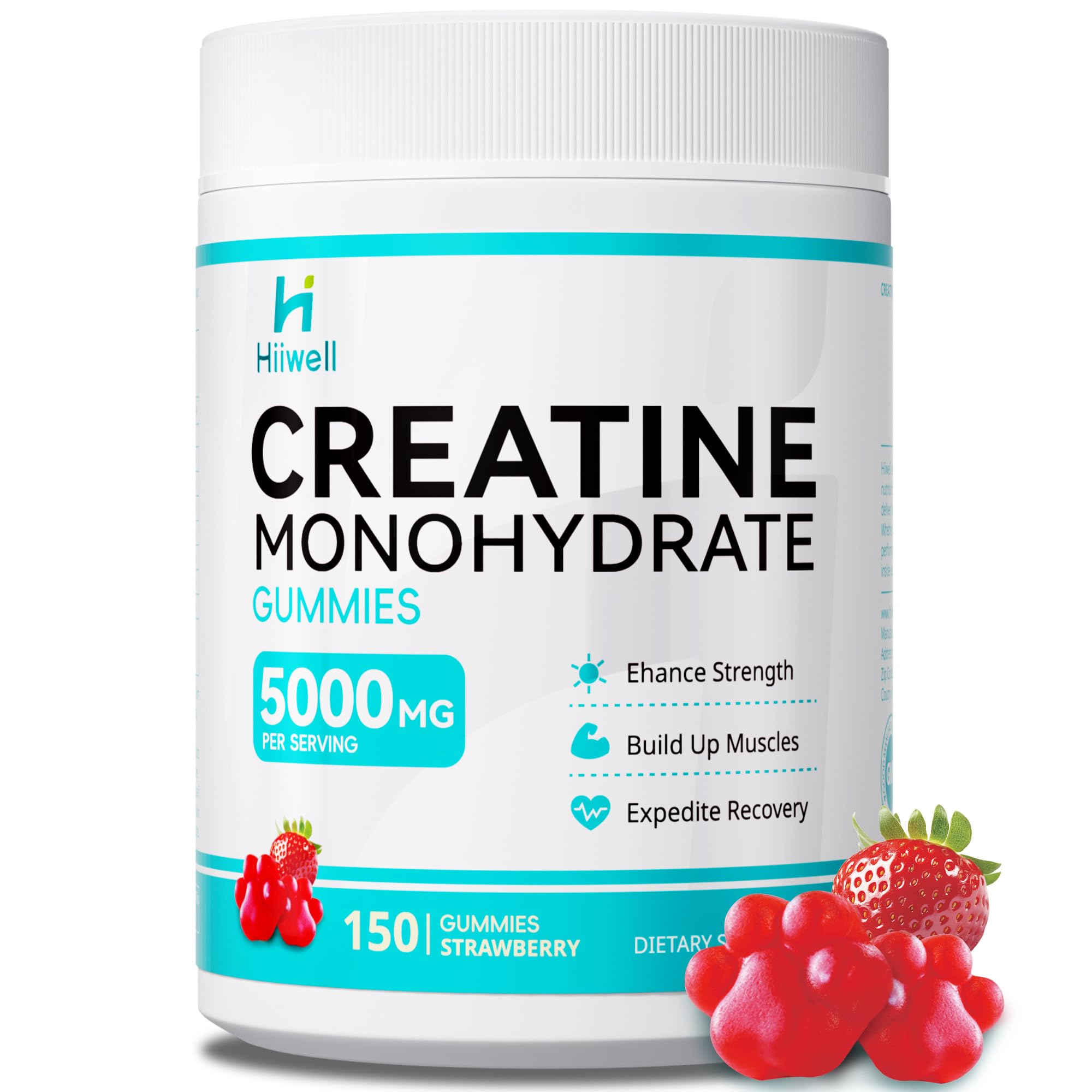 Creatine Monohydrate Gummies 5g – 150 Gummies (30 Servings) | Vegan, L-Carnitine, B6 & B12, Pre-Workout