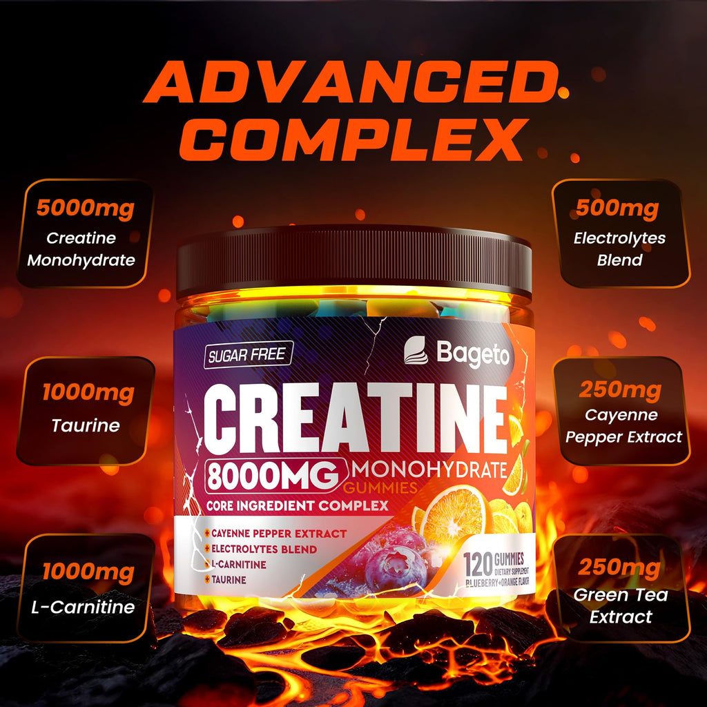 Creatine Monohydrate Gummies Complex 8000mg – Pre-Workout, Sugar-Free, 120pcs
